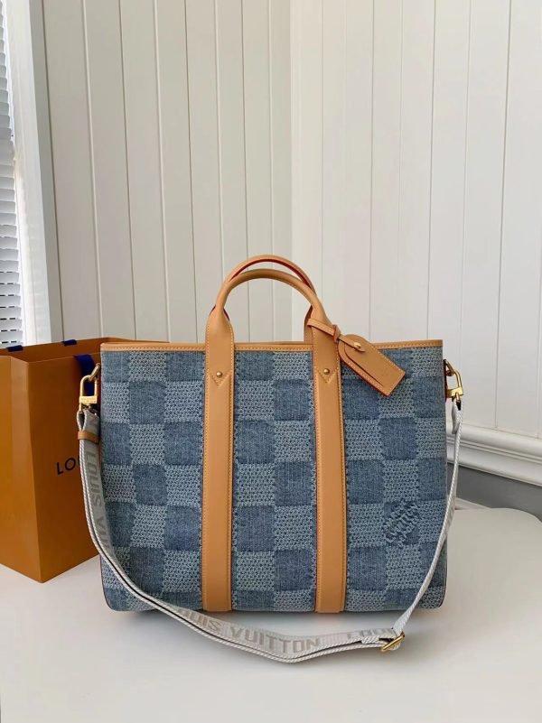 N40702 new WEEKEND TOTE tannin denim bag chip edition
